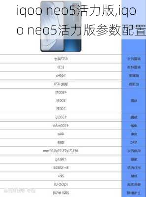 iqoo neo5活力版,iqoo neo5活力版参数配置