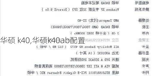 华硕 k40,华硕k40ab配置