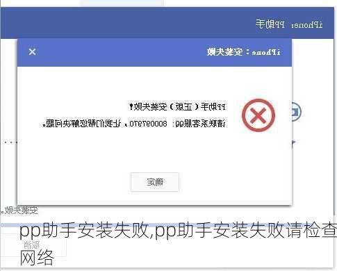 pp助手安装失败,pp助手安装失败请检查网络