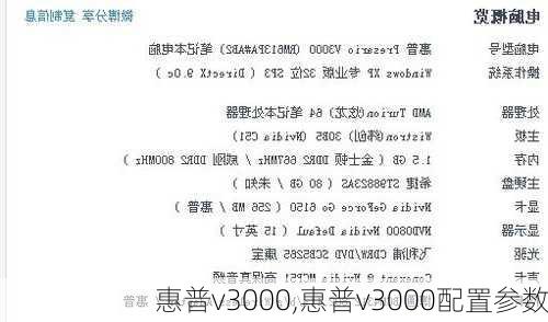 惠普v3000,惠普v3000配置参数