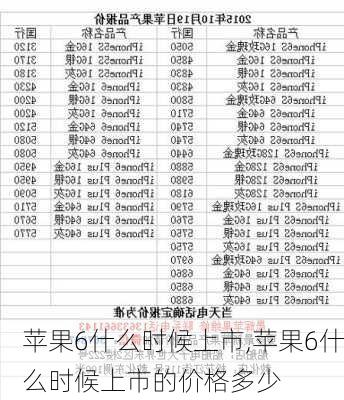 苹果6什么时候上市,苹果6什么时候上市的价格多少