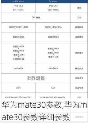 华为mate30参数,华为mate30参数详细参数