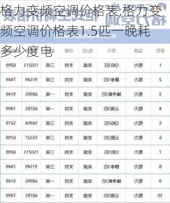 格力变频空调价格表,格力变频空调价格表1.5匹一晚耗多少度电