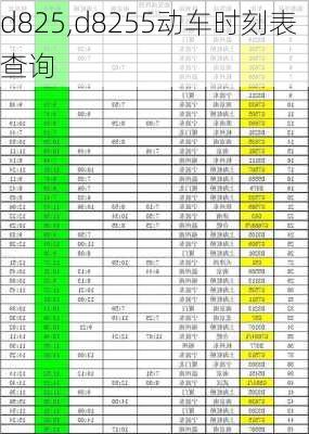 d825,d8255动车时刻表查询