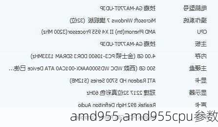 amd955,amd955cpu参数
