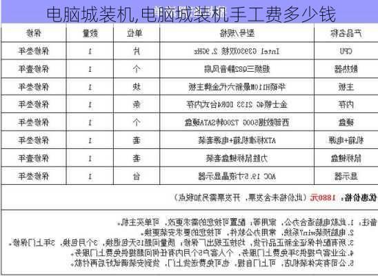 电脑城装机,电脑城装机手工费多少钱