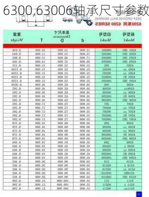 6300,63006轴承尺寸参数