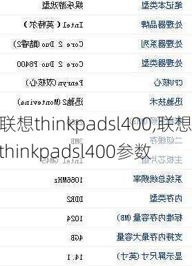 联想thinkpadsl400,联想thinkpadsl400参数