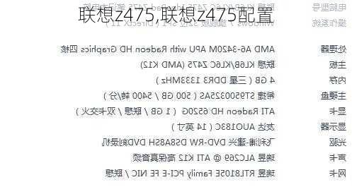 联想z475,联想z475配置