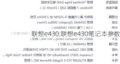 联想e430,联想e430笔记本参数