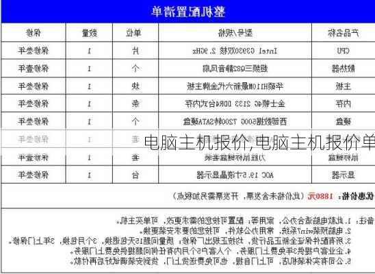 电脑主机报价,电脑主机报价单