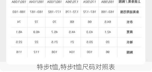 特步t恤,特步t恤尺码对照表