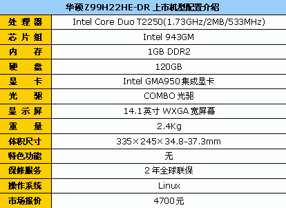 华硕z99,华硕z99h笔记本参数