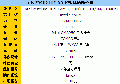 华硕z99,华硕z99h笔记本参数