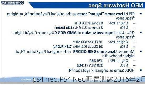 ps4 neo,PS4 Neo配置泄露2016年2月