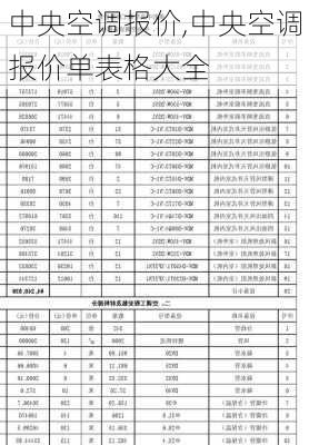 中央空调报价,中央空调报价单表格大全