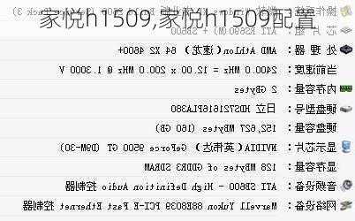 家悦h1509,家悦h1509配置