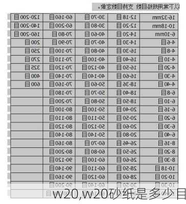 w20,w20砂纸是多少目