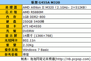 联想笔记本g455,联想笔记本G455参数