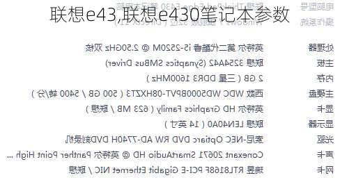 联想e43,联想e430笔记本参数