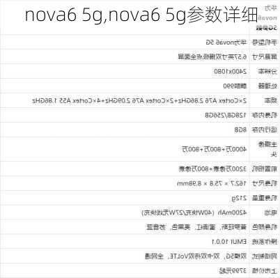 nova6 5g,nova6 5g参数详细