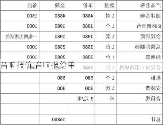 音响报价,音响报价单