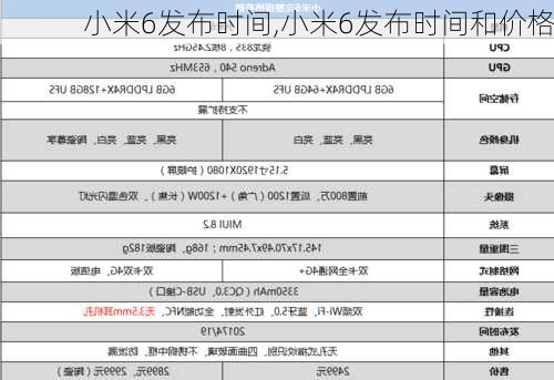 小米6发布时间,小米6发布时间和价格