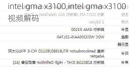 intel gma x3100,intel gma x3100视频解码